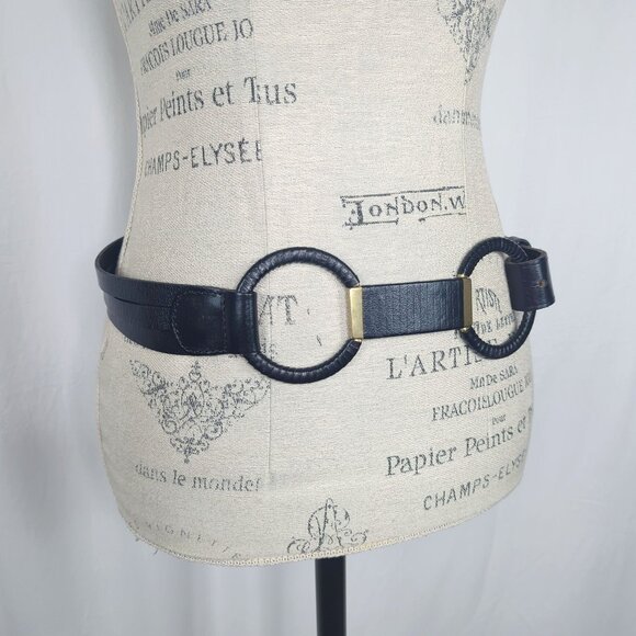 Vintage Linea Pelle Leather Black Belt Small Gold main image 6